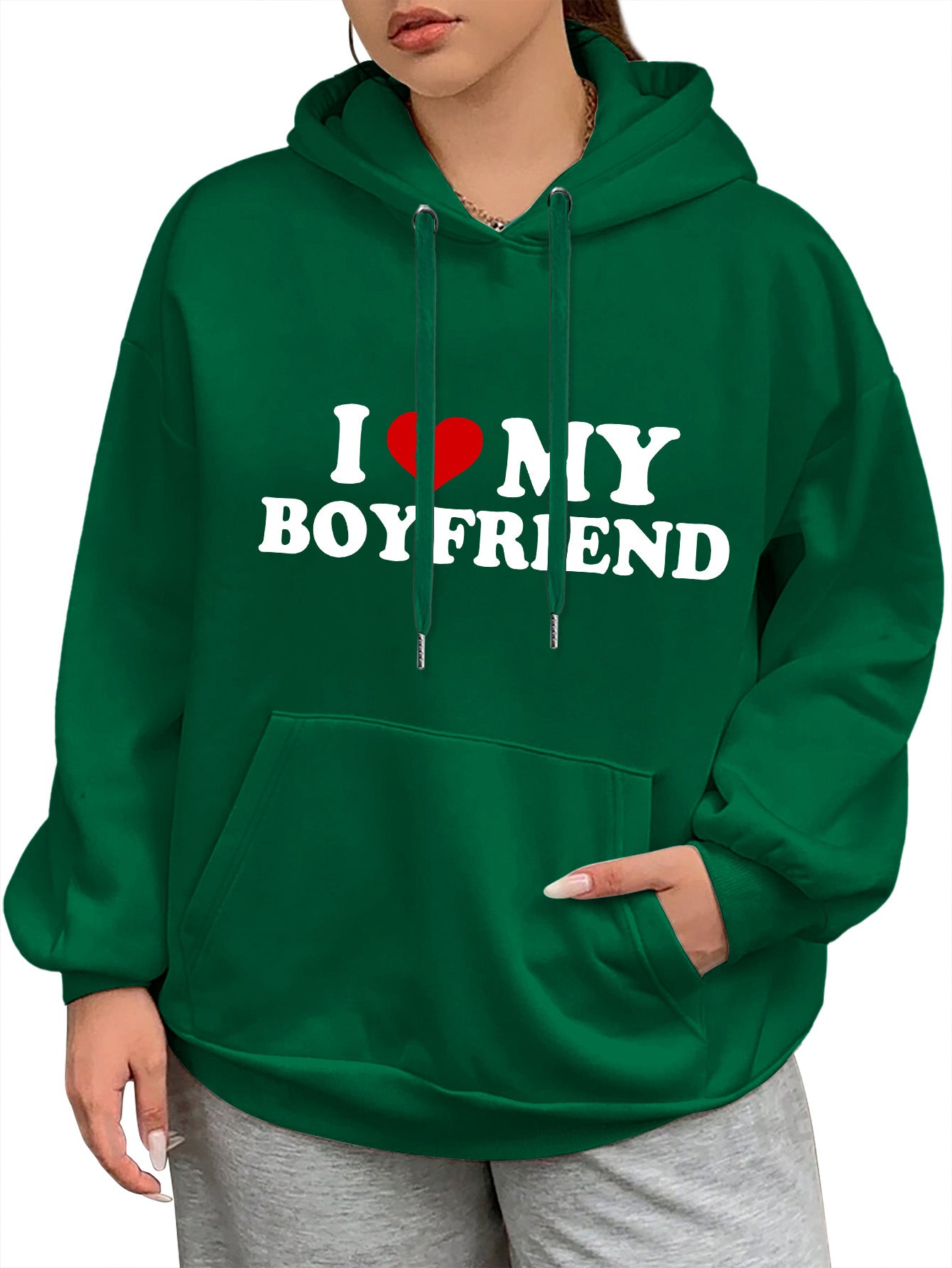 plus size I love my boyfriend customized-printed hoodie as a gift