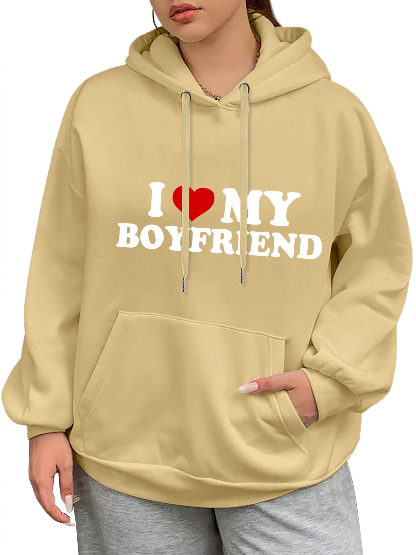 plus size I love my boyfriend customized-printed hoodie as a gift