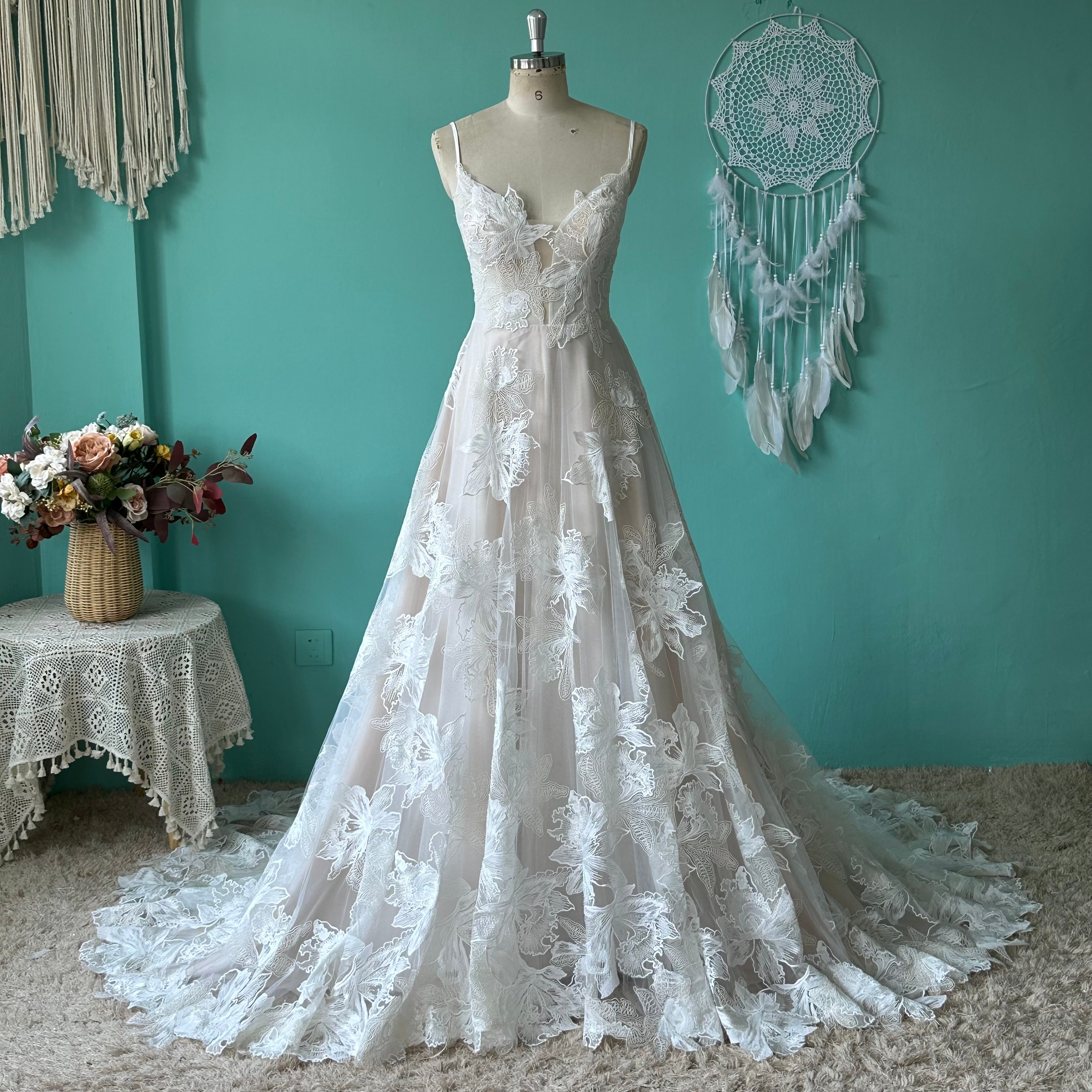 Women`s Wedding Dresses for Bride 2025 Applique Boho Bridal Gown