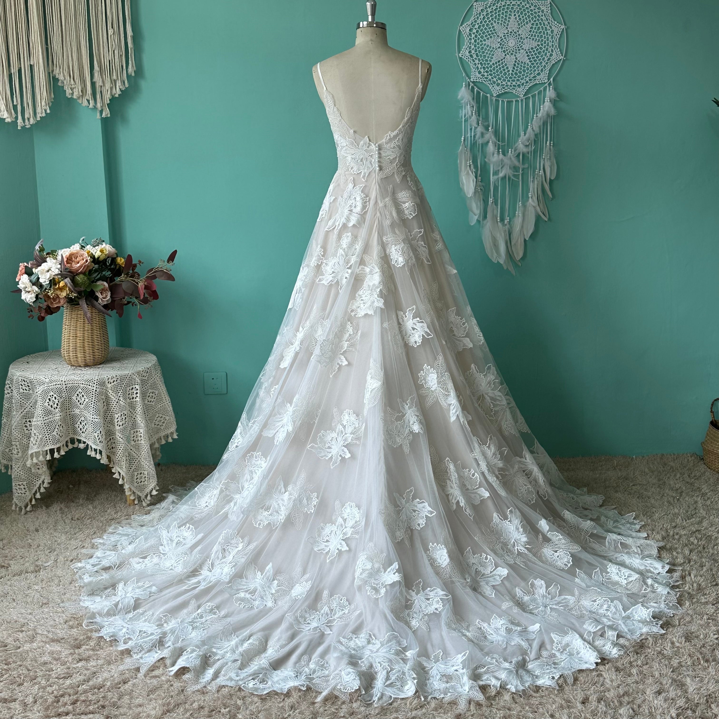 Women`s Wedding Dresses for Bride 2025 Applique Boho Bridal Gown