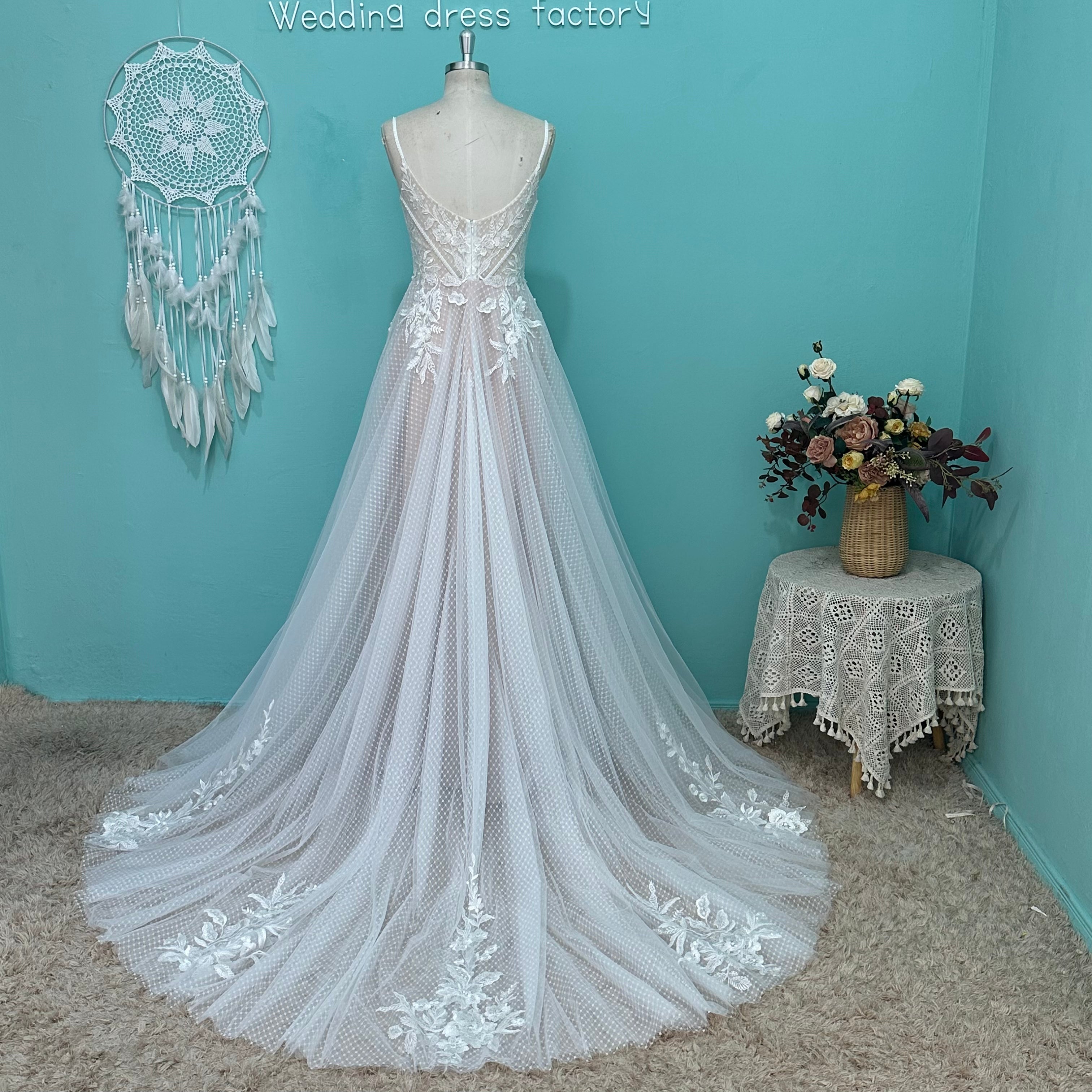 Women`s Wedding Dresses for Bride 2025 Applique Boho Bridal Gown #U8
