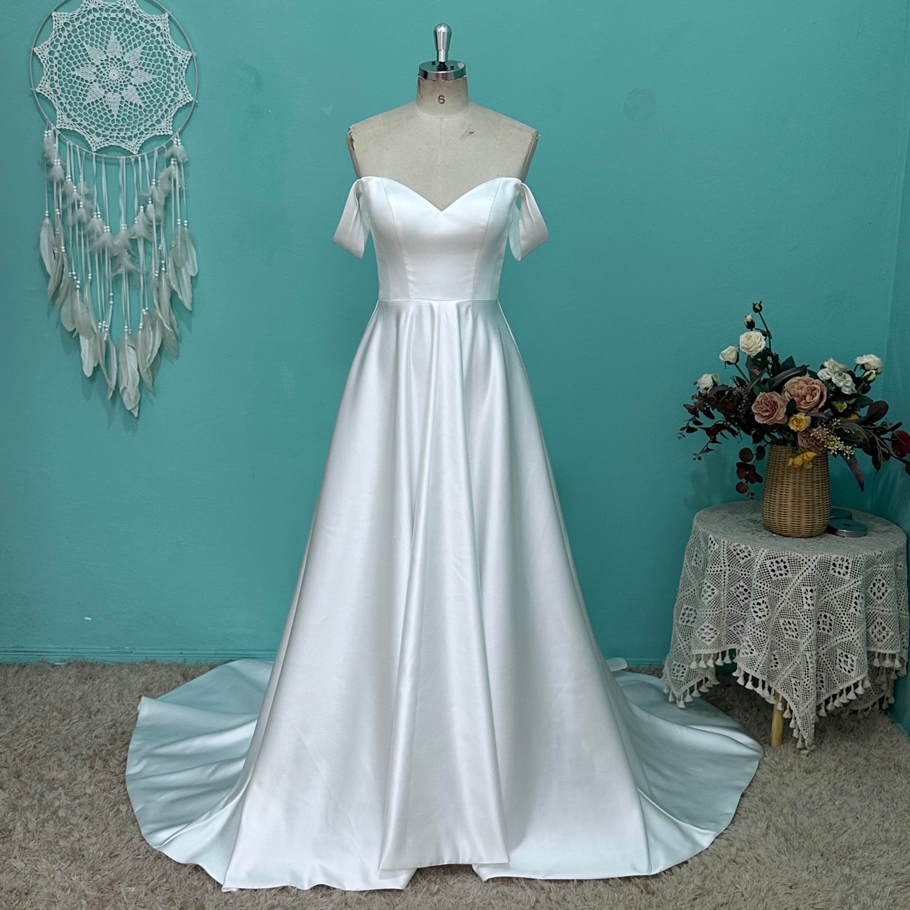 Women`s Wedding Dresses for Bride 2025 Applique Boho Bridal Gown #U15