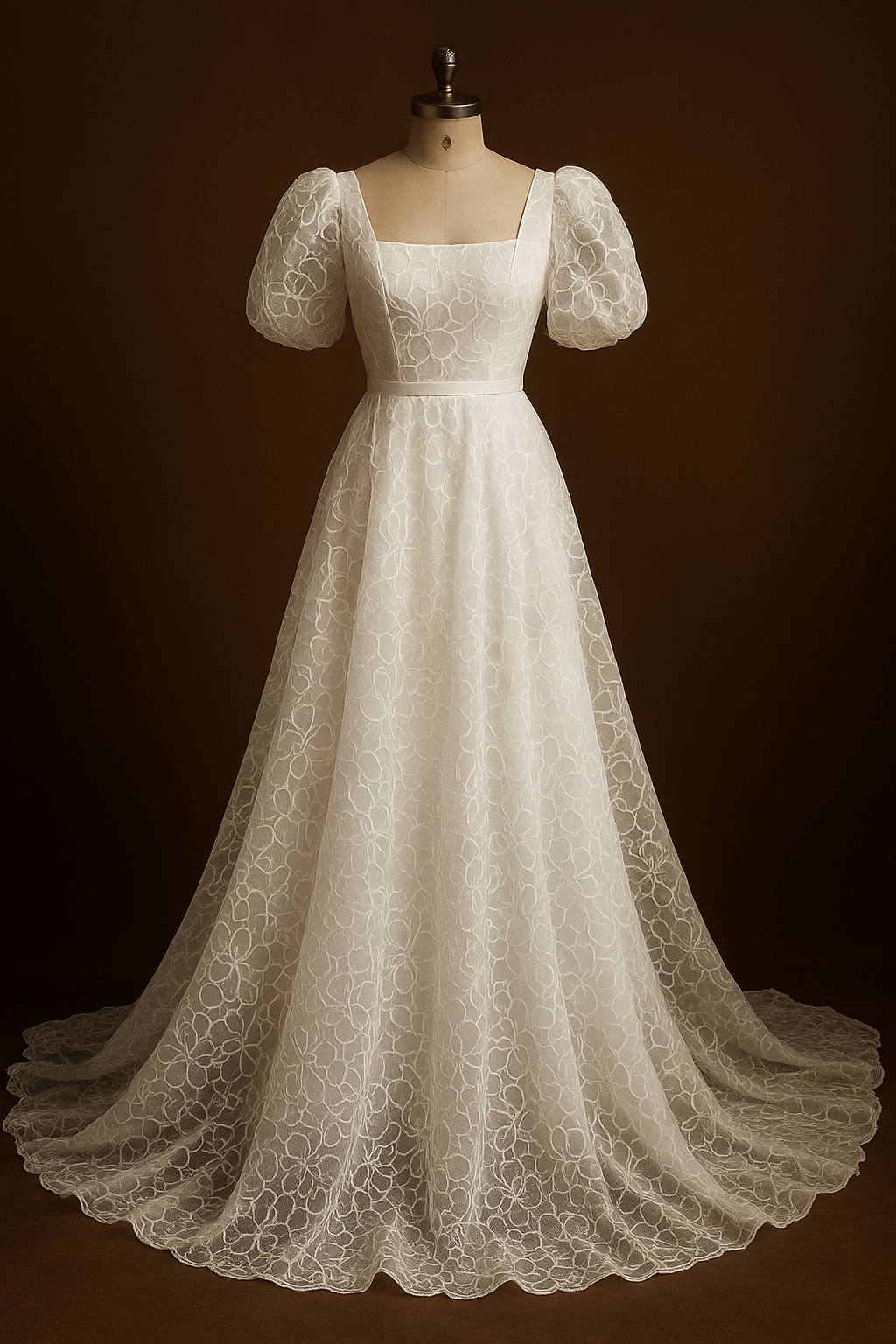 Women`s Wedding Dresses for Bride 2025 Puff Sleeves Lace Bridal Gown