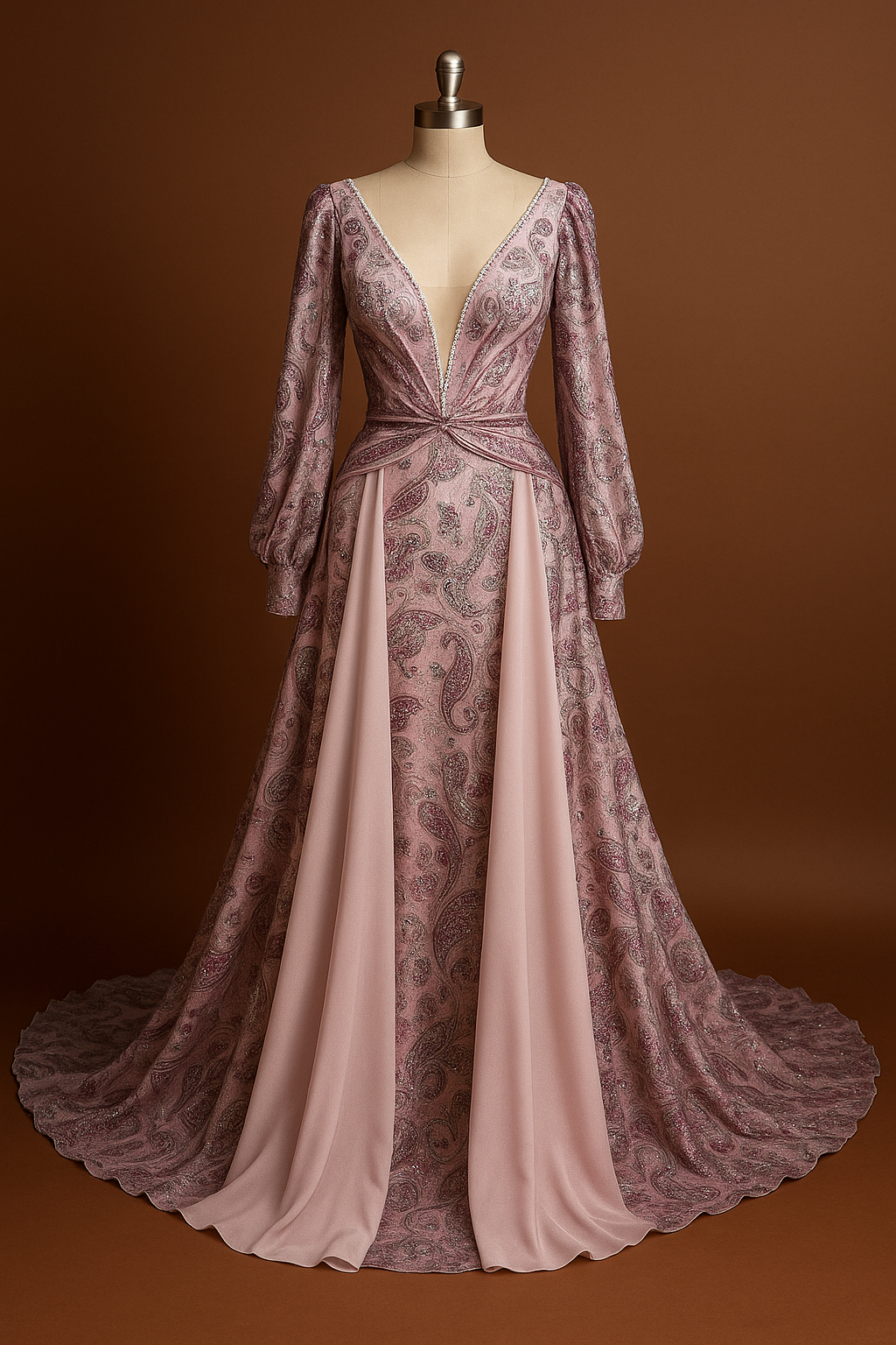 Women`s Wedding Dresses for Bride 2025 Paisley Print Purple Bridal Gown