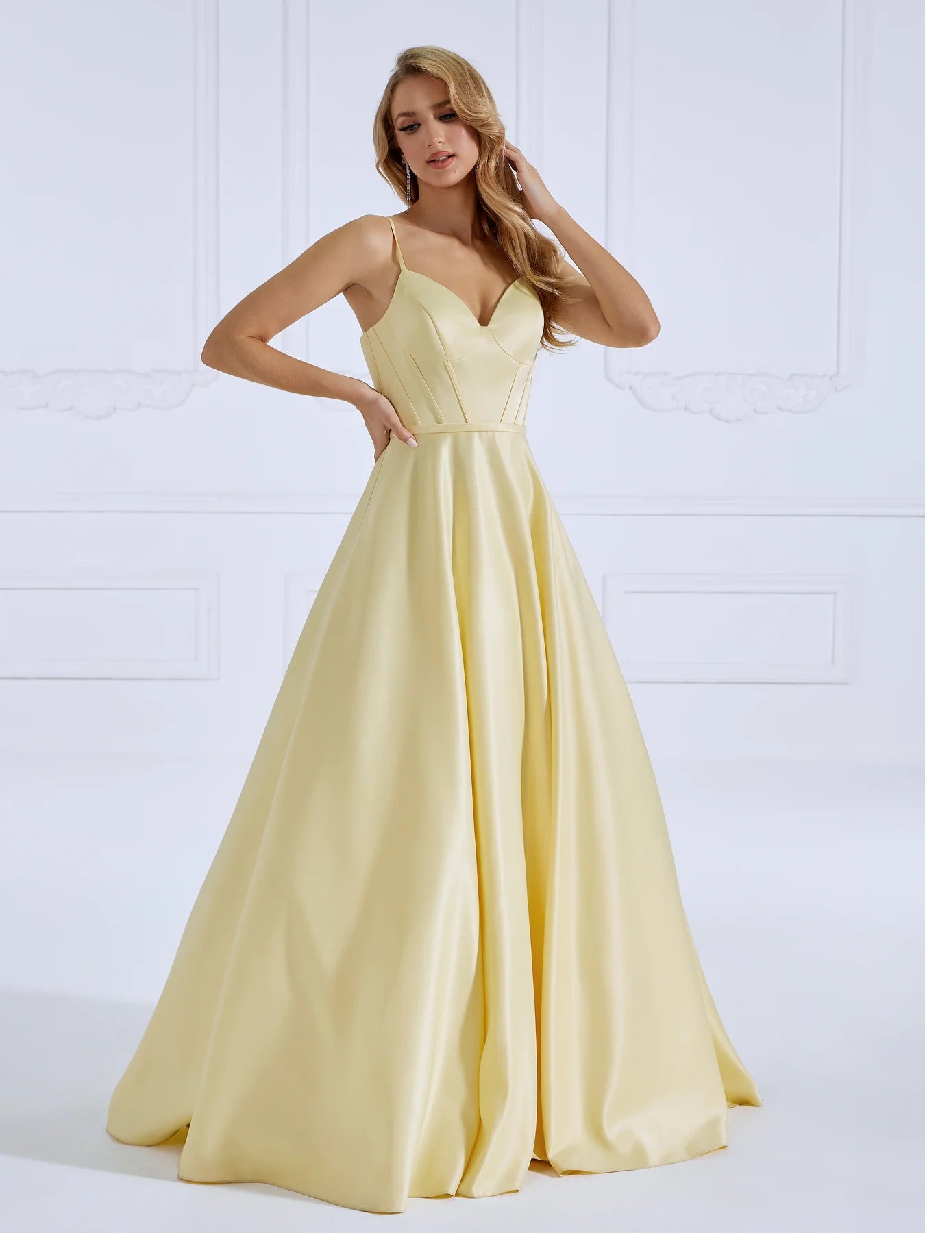 Satin A-Line Gown with Structured Corset Bodice 2025#008