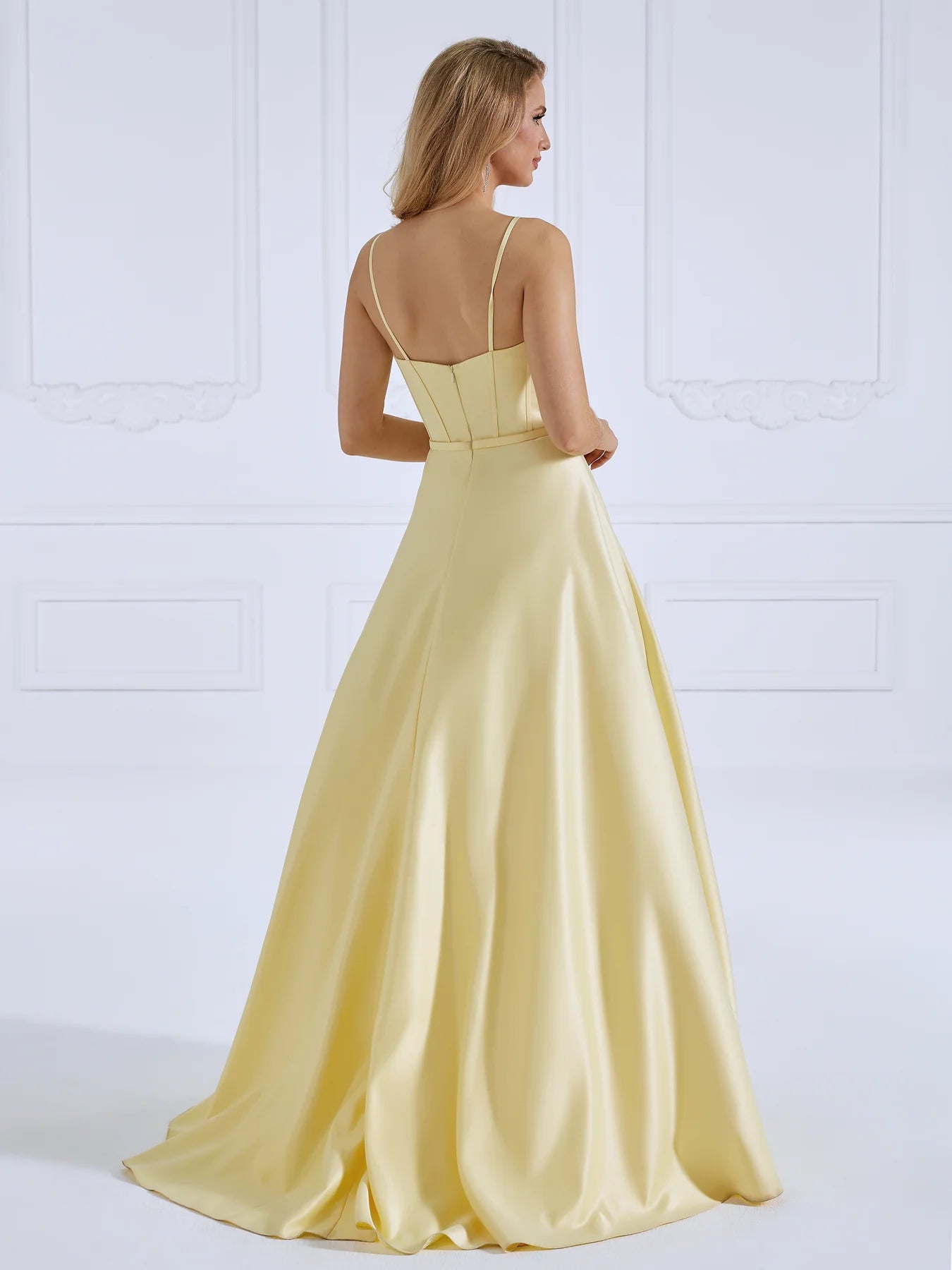 Satin A-Line Gown with Structured Corset Bodice 2025#008