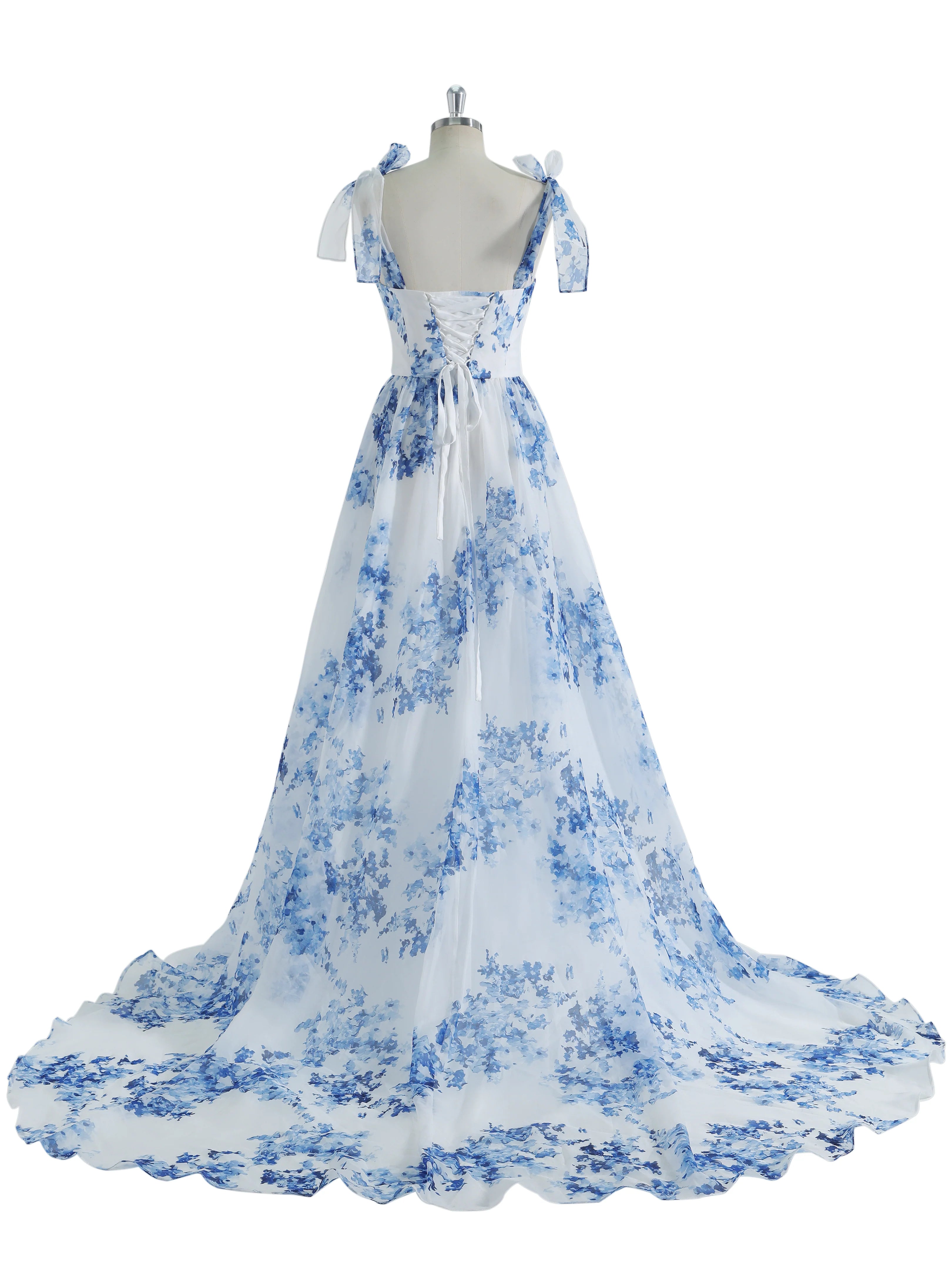 Romantic A-Line Gown with Corset Top and Slit 2015 #001