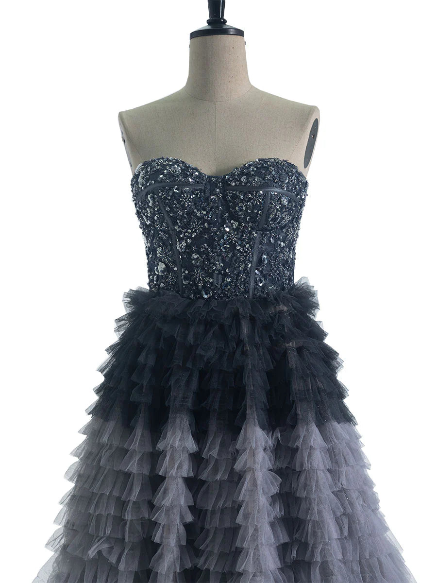 Ombre Tiered Gown with Structured Corset Bodice 2025#013