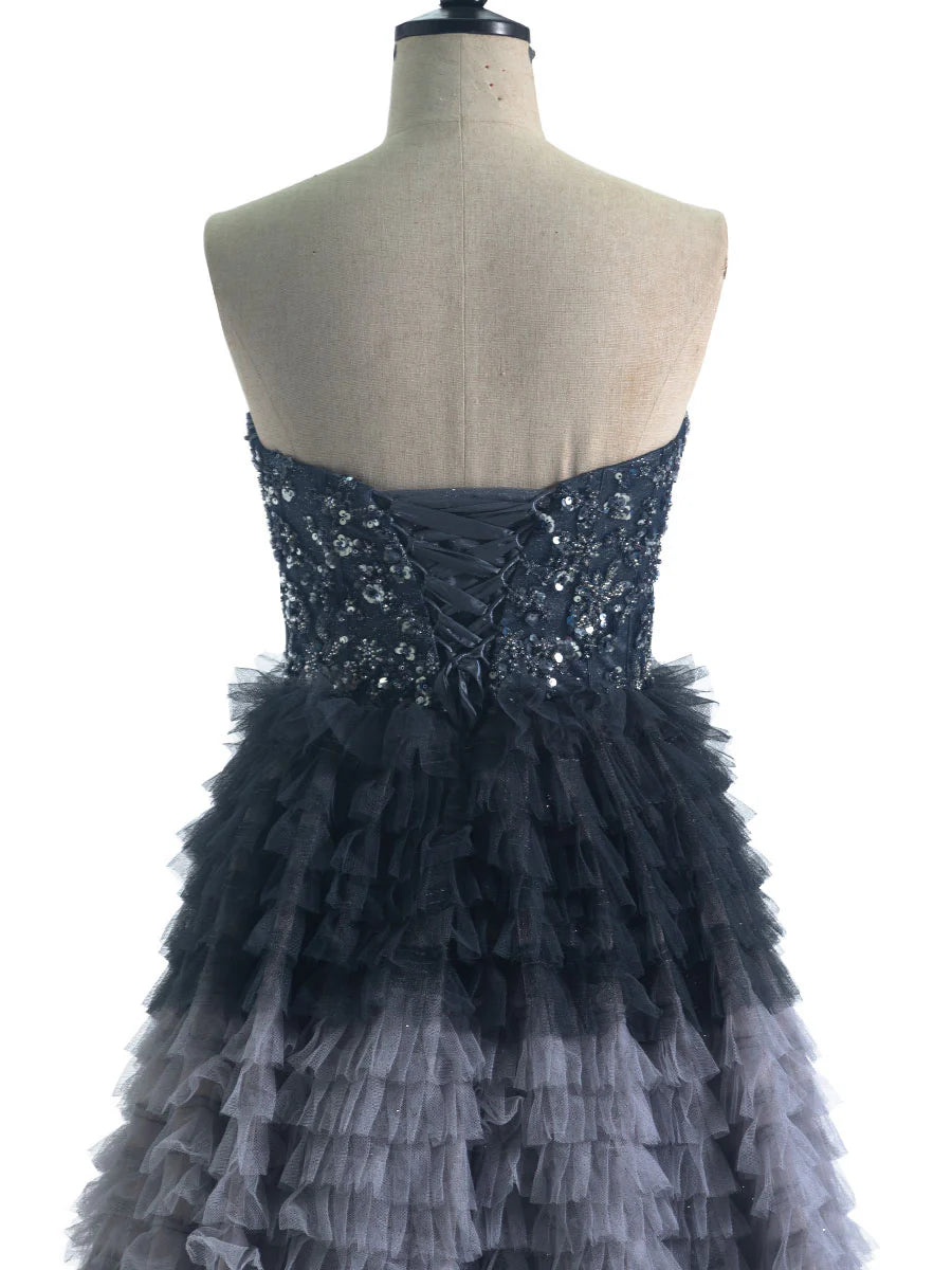 Ombre Tiered Gown with Structured Corset Bodice 2025#013