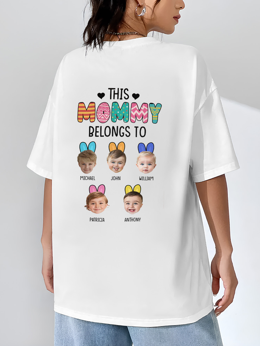 Custom Photo This Mom Belongs To Shirt For Mother's Day - Back Print