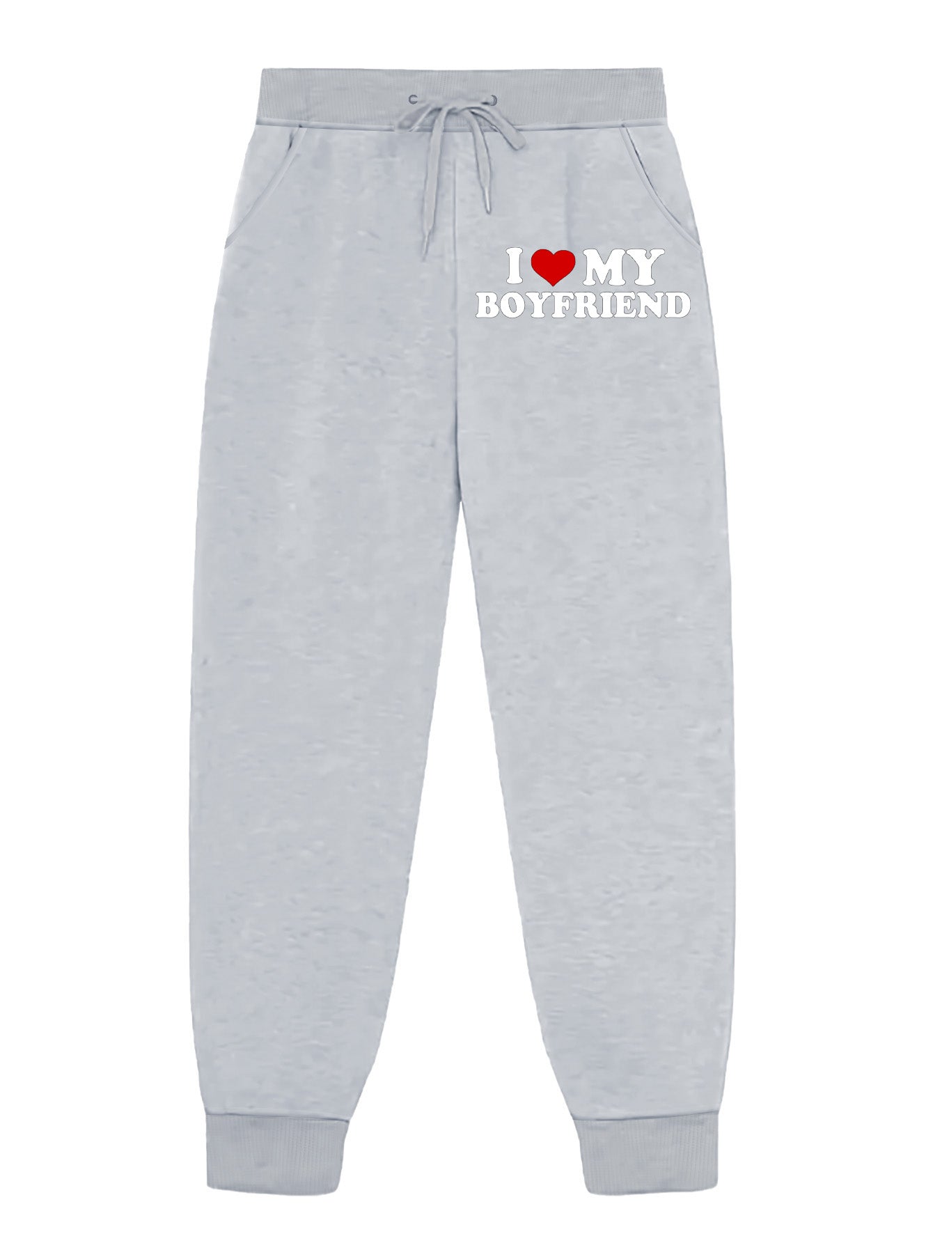 I love my boyfriend grey customized-printed joggers with pockets as a gift