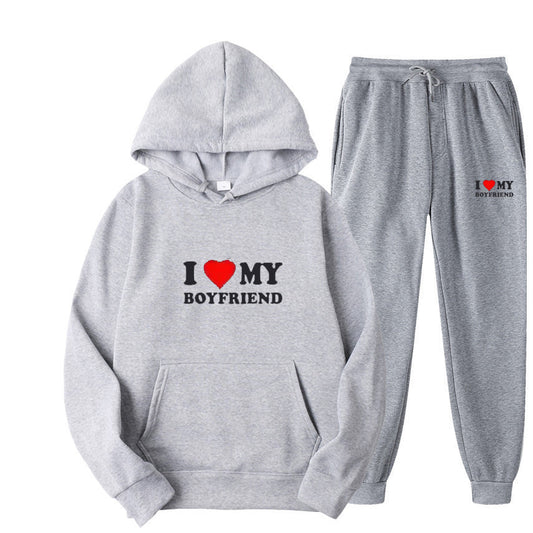 I LOVE MY BOYFRIEND WOMEN`S HOODIE SETS