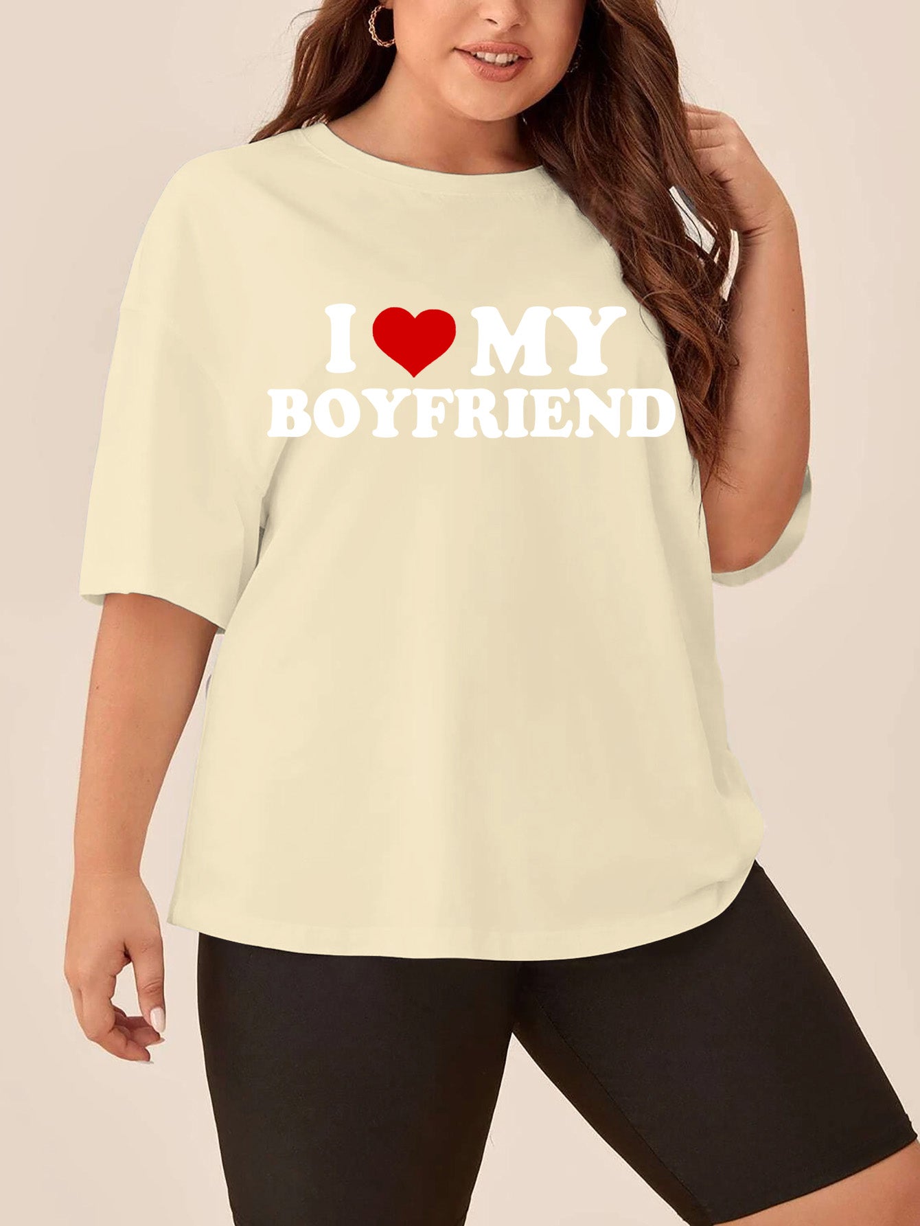 plus size I love my boyfriend yellow 
customized-printed cotton tees as a gift