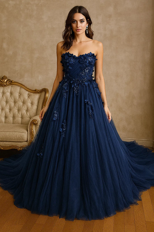 Sequin Gown with 3D Appliqué and Embellished Detail 2025#007